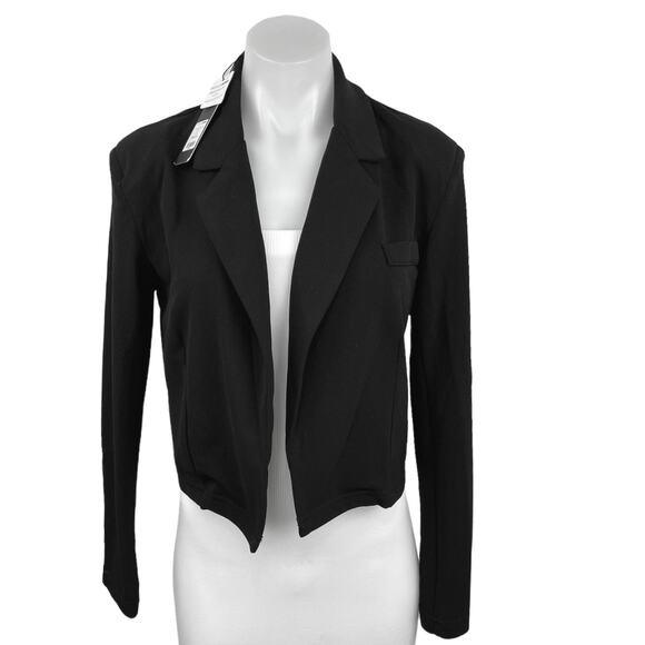 NEW Fashion Nova Black Classy Moves Open Front Cropped Blazer Coat Jacket Sz XS - Picture 1 of 4